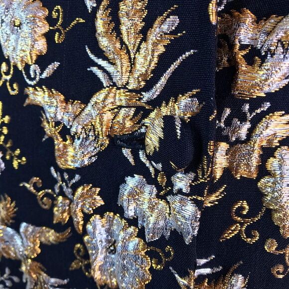 50’s 50s VINTAGE PEACOCKS Metallic Lame Blouse M L - Picture 9 of 10